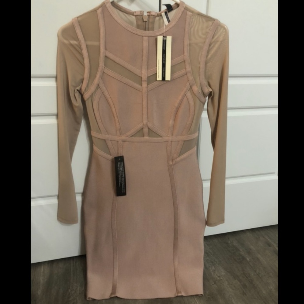 Topshop Nude/Blush Long Sleeve Mini Dress